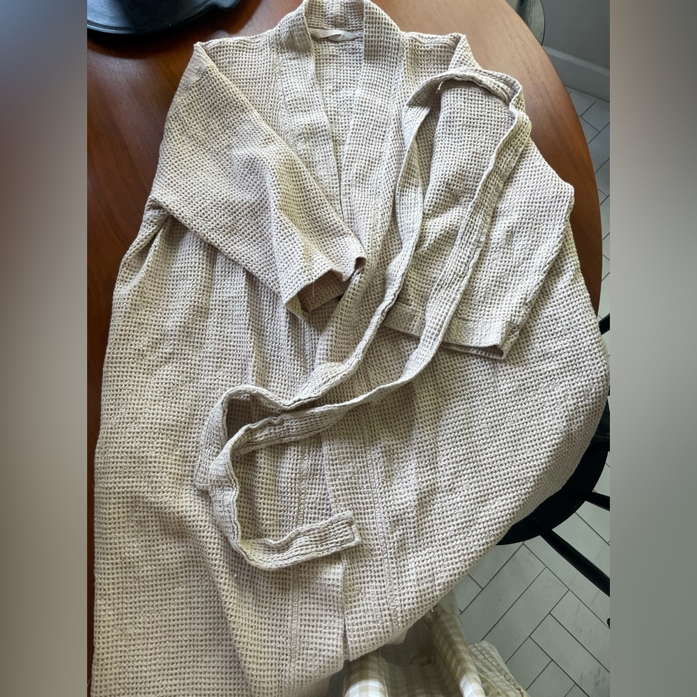 Cream Waffle Knit Robe 100% cotton